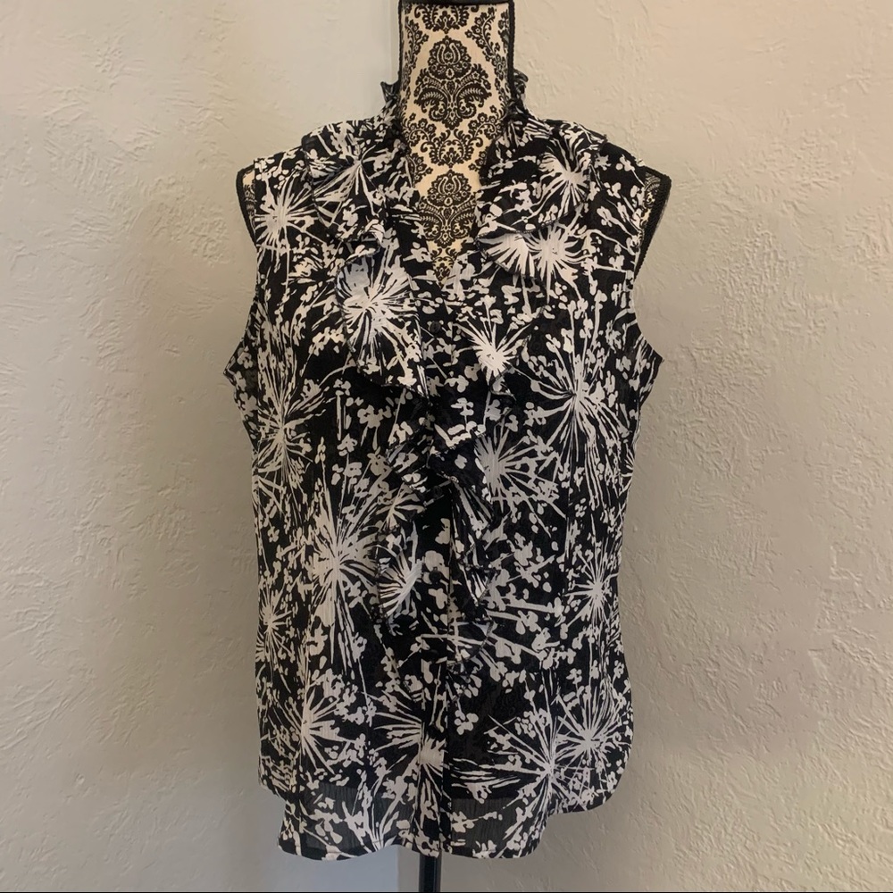 Short sleeve ruffled sheer blouse shirt
